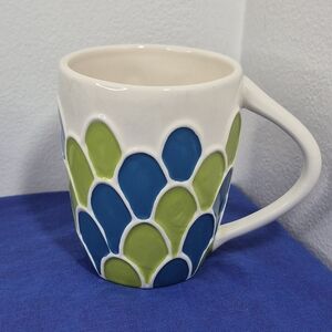 Starbucks 2009 Mermaid Scales Embossed Hand Painted Coffee Mug 14 oz *Mint